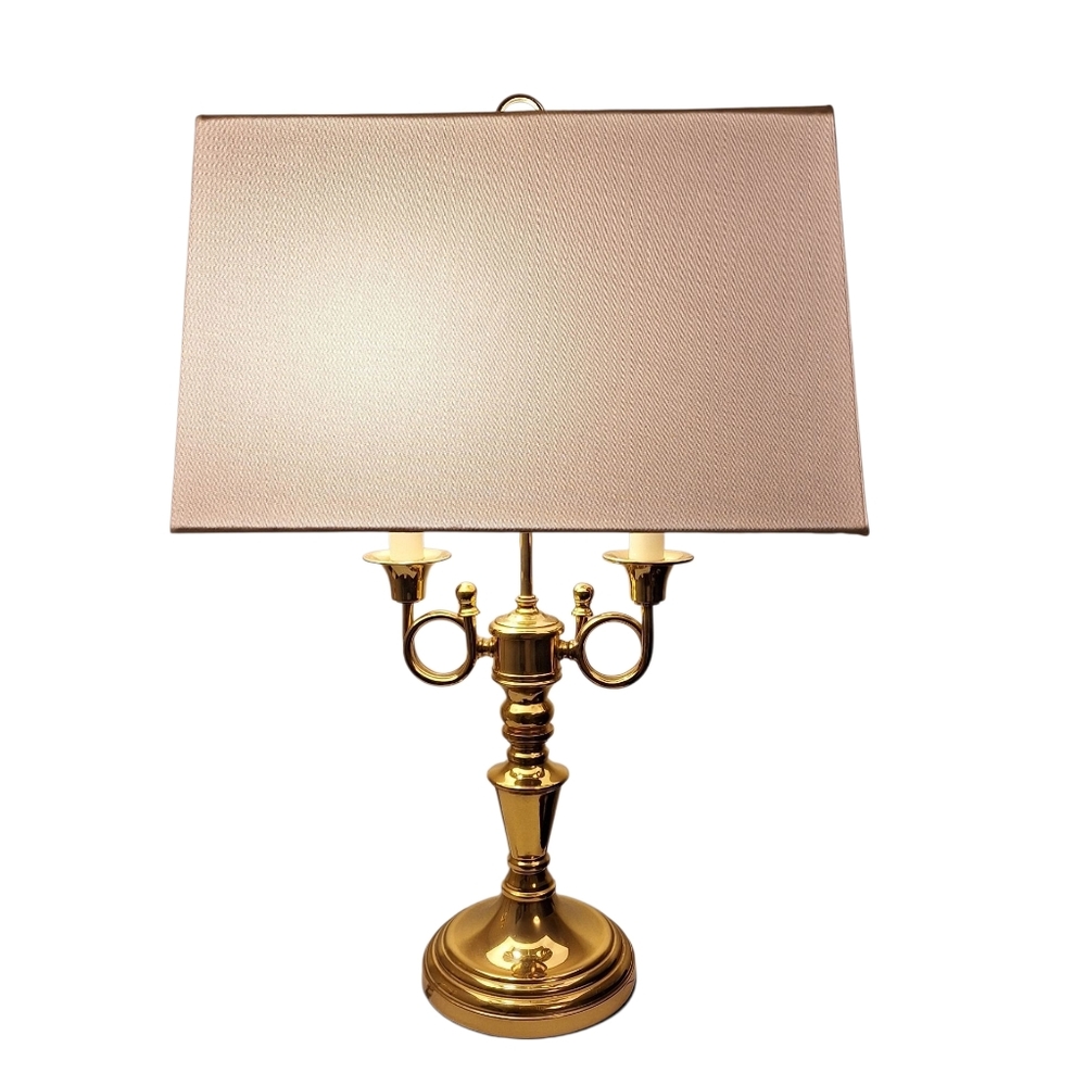 Bouillotte Table Desk Lamp Brass Vintage, Shade Not Included